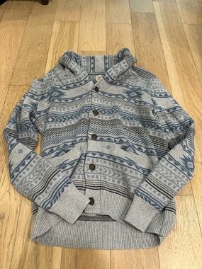 Faherty Men's B. Yellowtail Blue Aztec Sweater Cardigan Size Medium